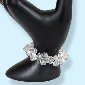 (2/$20) V. Faceted Clear Glass Stretch Bracelet